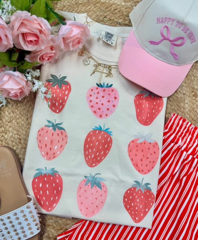 Strawberry Grid Graphic Tee