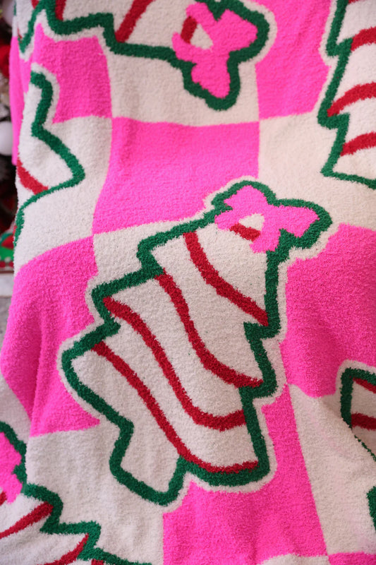 Special Edition Checkered Bow Christmas Treat Blanket