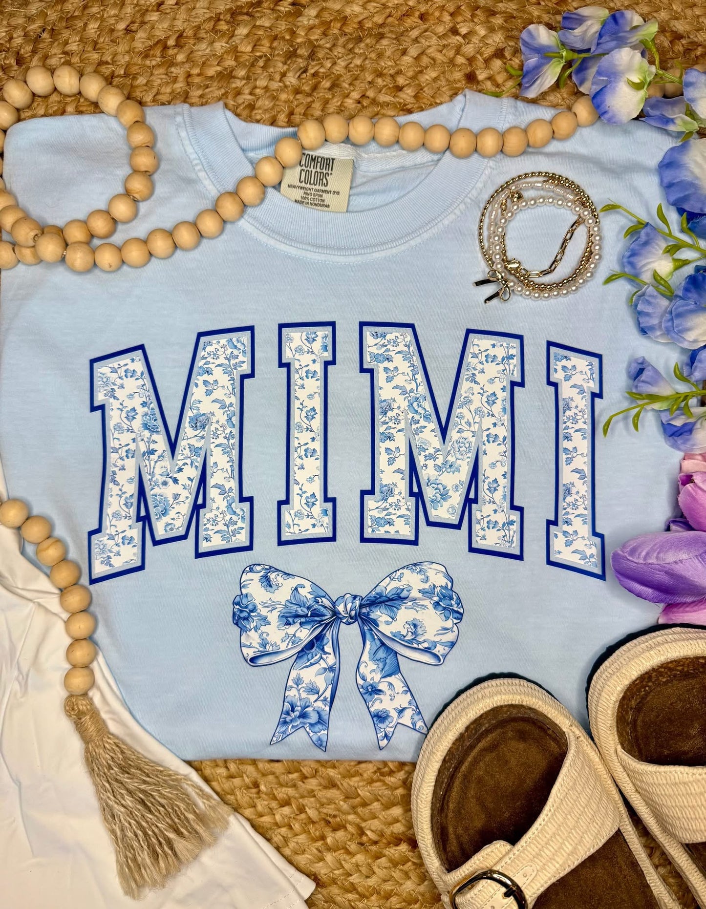 Custom Floral Bow Graphic Tee