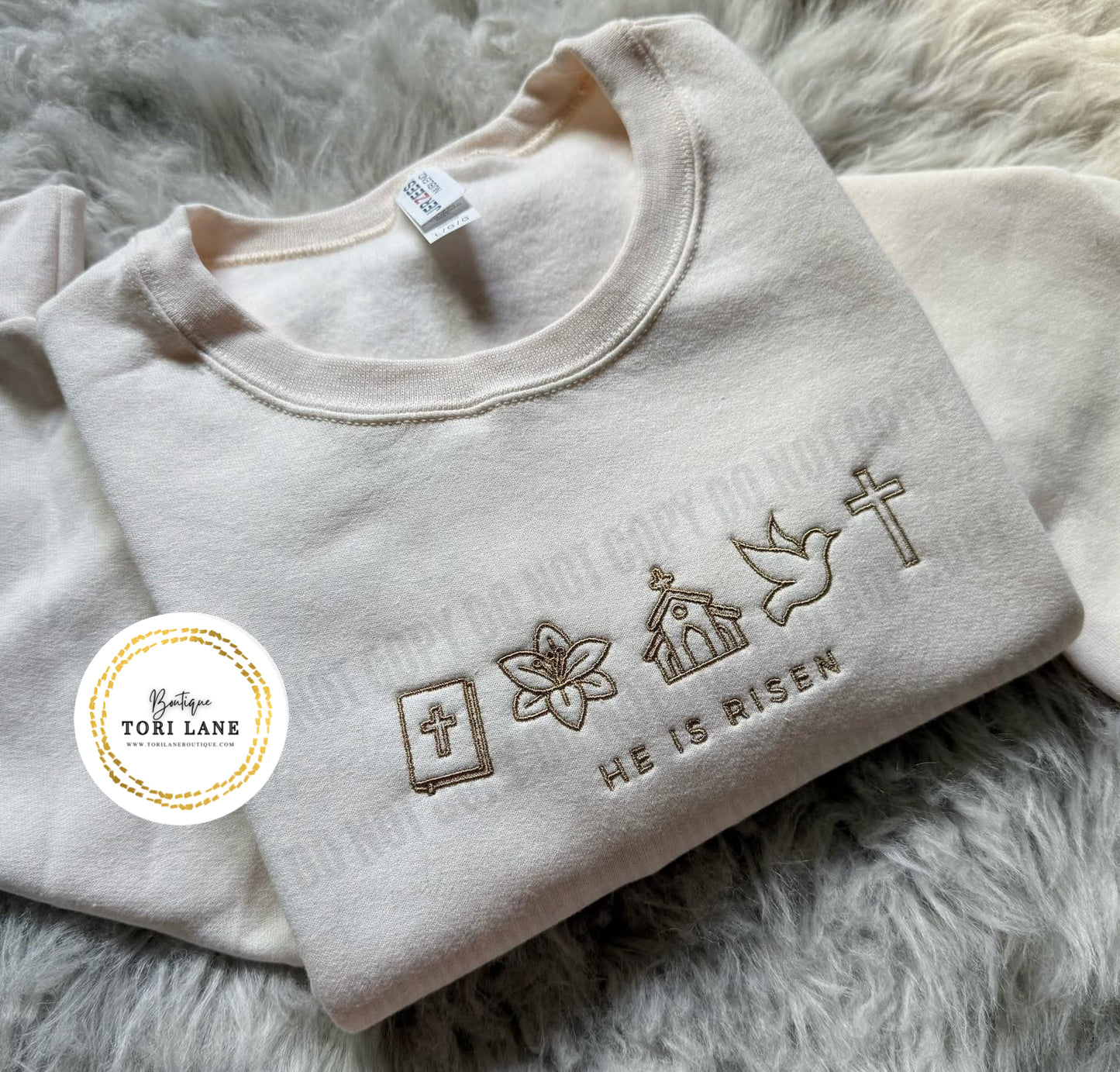 Embroidered He Is Risen Sweatshirt