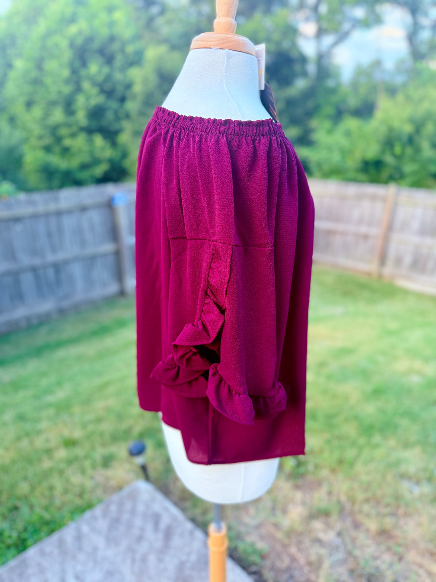 Burgundy Off The Shoulder Top