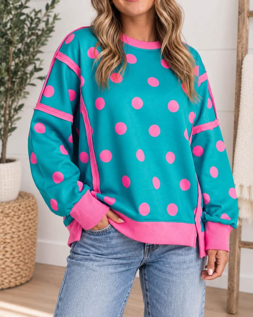 *PREORDER* Blue Polka Dot Baggy Sweatshirt