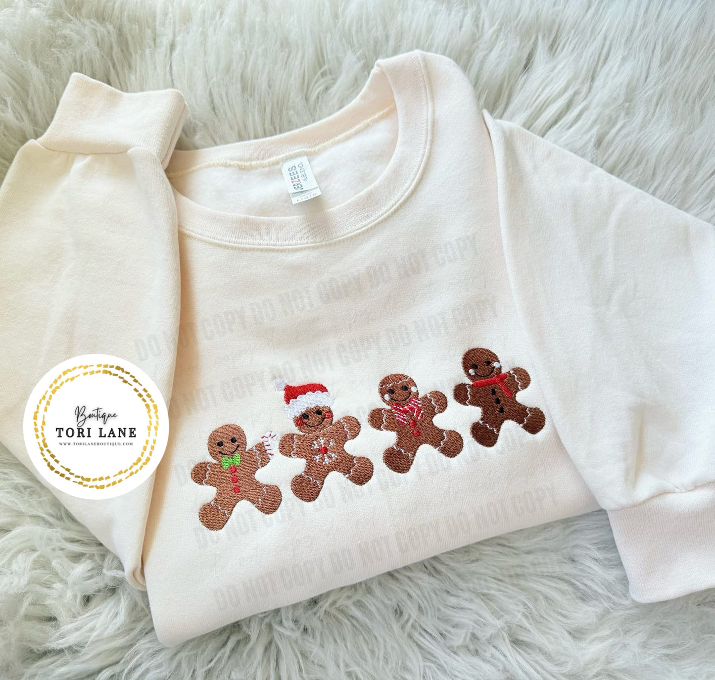 Embroidered Gingerbread Men Sweatshirt