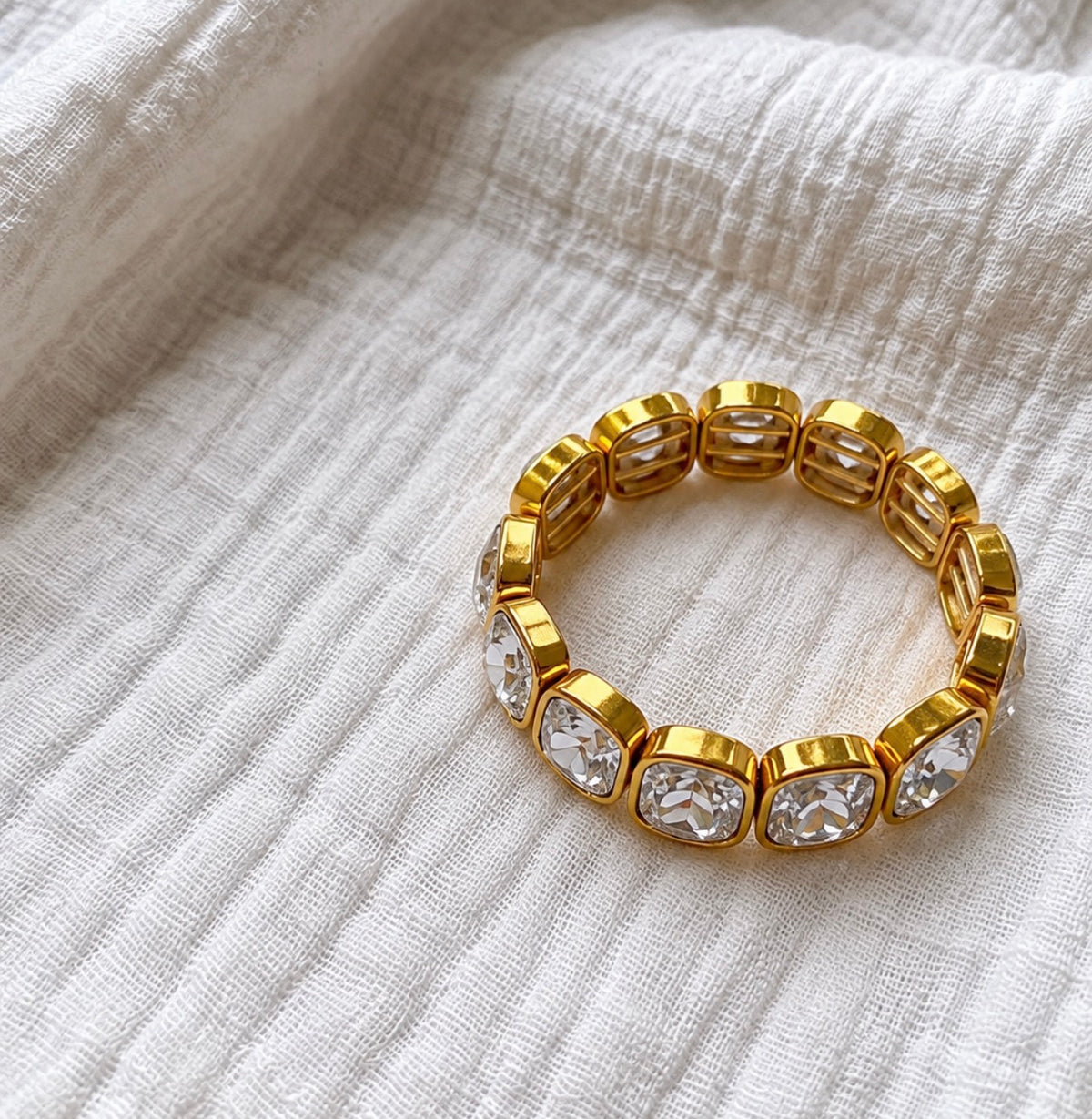 Big White Crystal & Charm Bead Bracelets