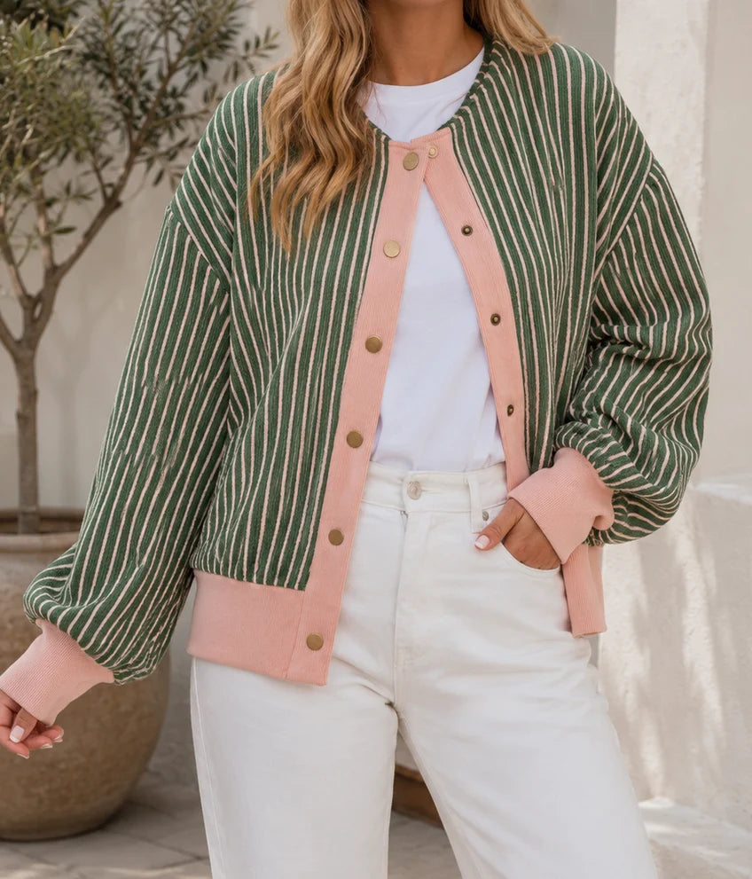 *PREORDER* Stripe Trim Cardigan