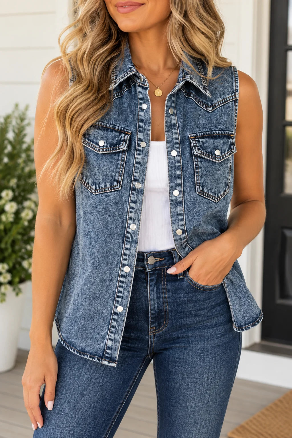 *PREORDER* Blue Denim Button Vest