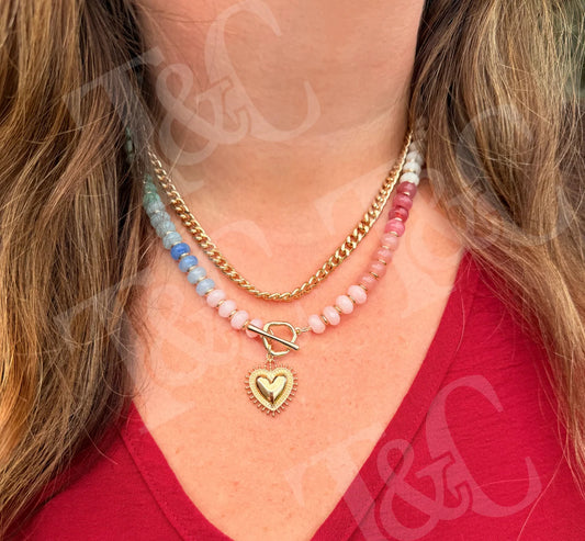 Rainbow Heart Layered Necklace