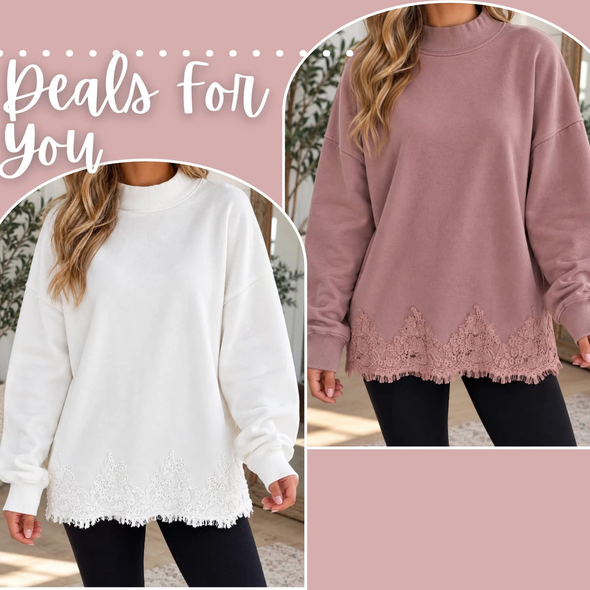 *PREORDER* Lace Splicing Hem Sweatshirt