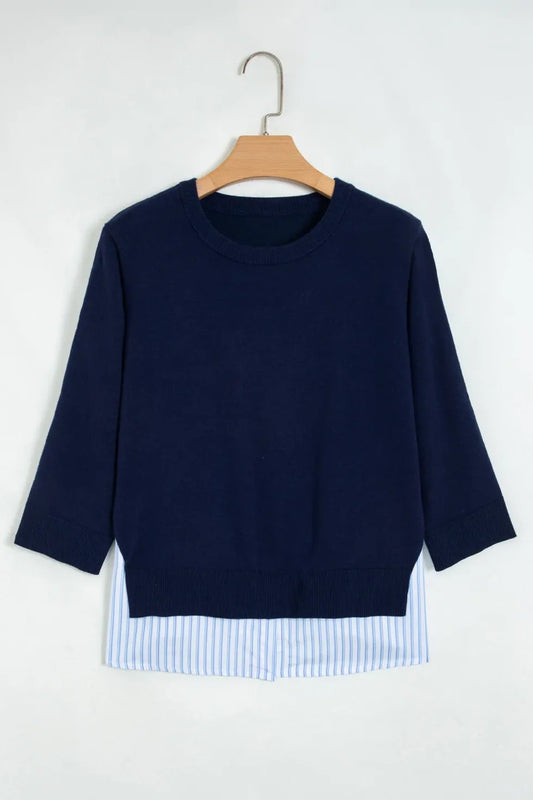 *PREORDER* Navy Striped Long Sleeve Sweater