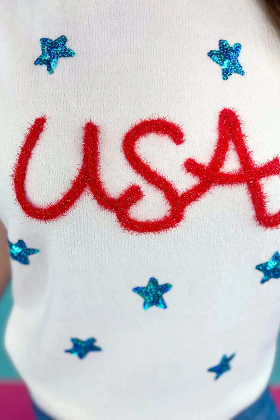 Plus+ USA Tinsel Sweater Vest