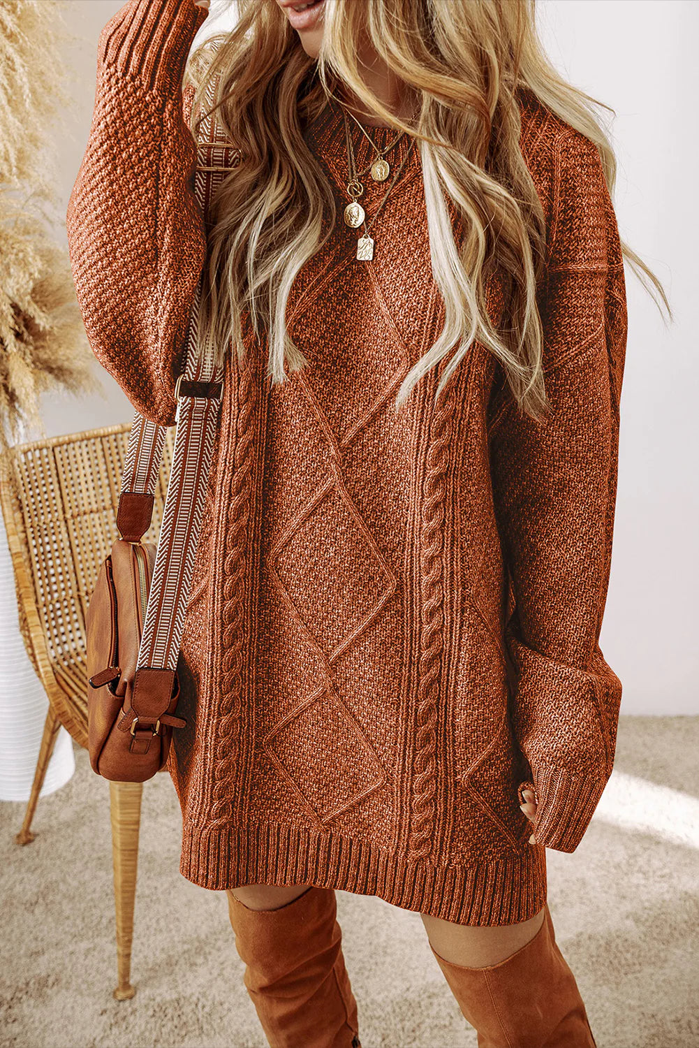 PREORDER Cable Knit Sweater Dress