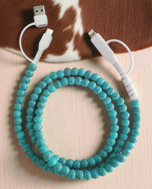 Turquoise Beaded Phone Charger