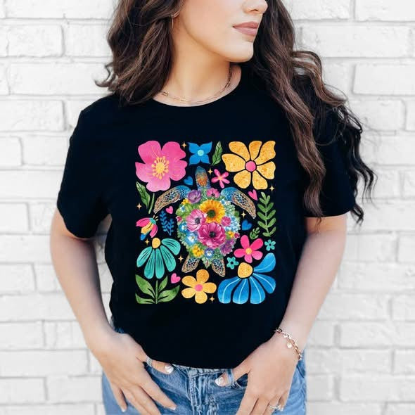 Boho Summer Turtle Graphic Tee