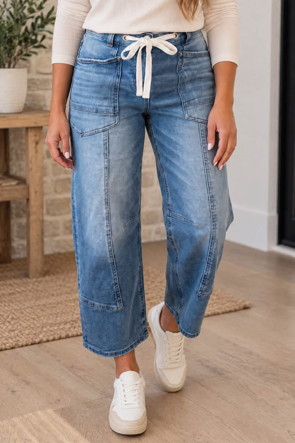 *PREORDER* Blue Tie Ankle Jeans