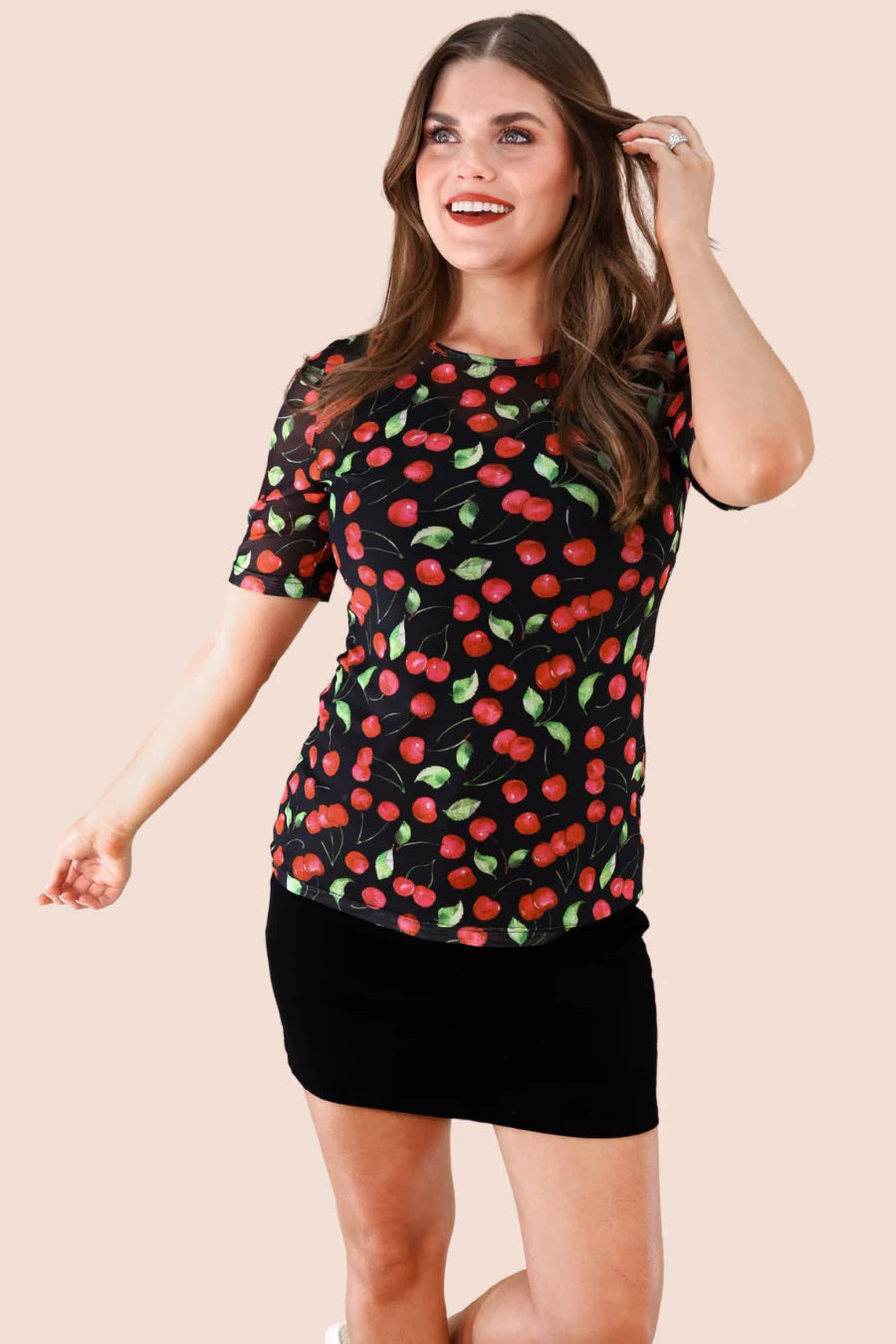 Cherry Mesh Top