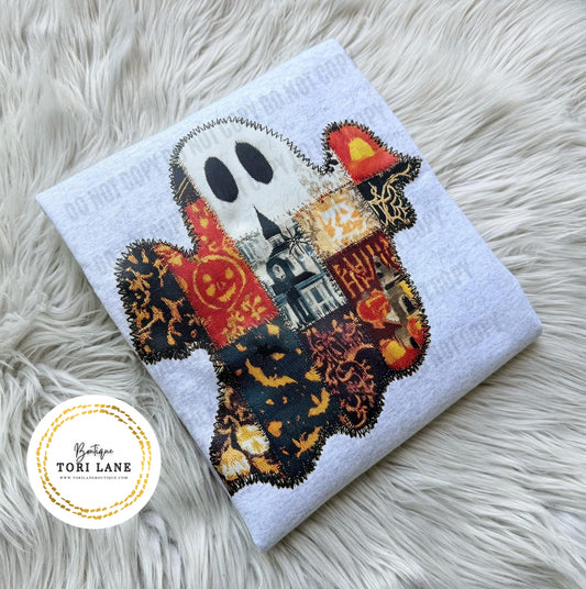 Faux (Fake) Appliqué Patch Ghost Graphic Tee/Sweatshirt