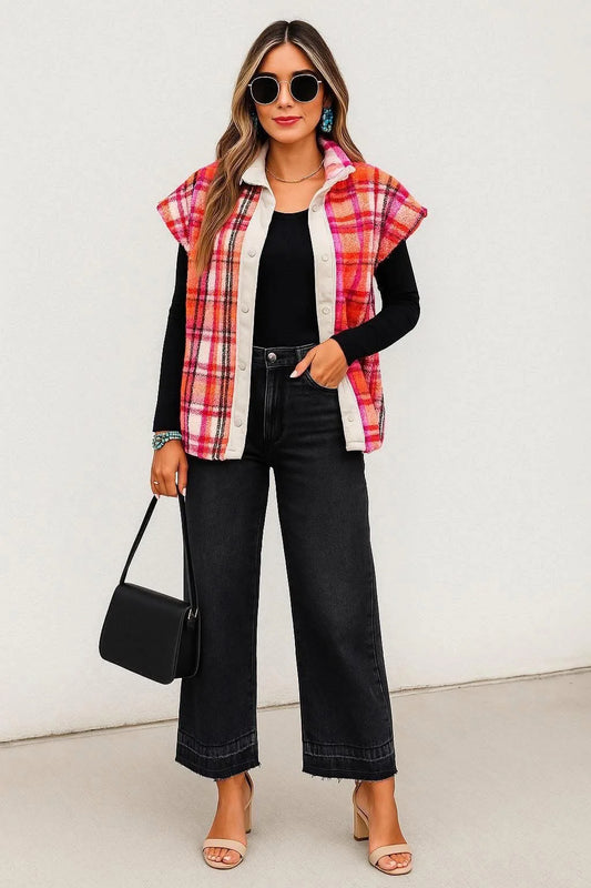 Plaid Sherpa Vest