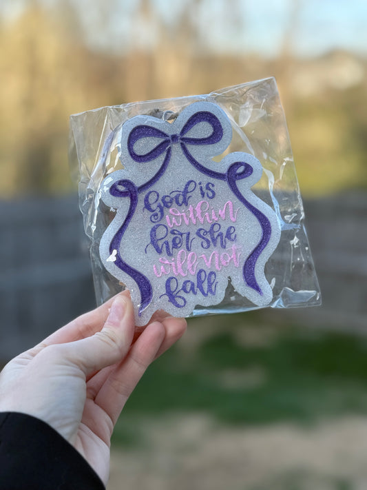 God Is Within Her Purple Car Air Freshie (Island Fresh Gain)