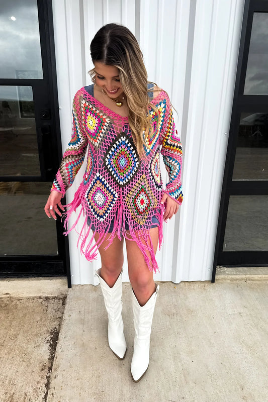 Boho Crochet Knit Top
