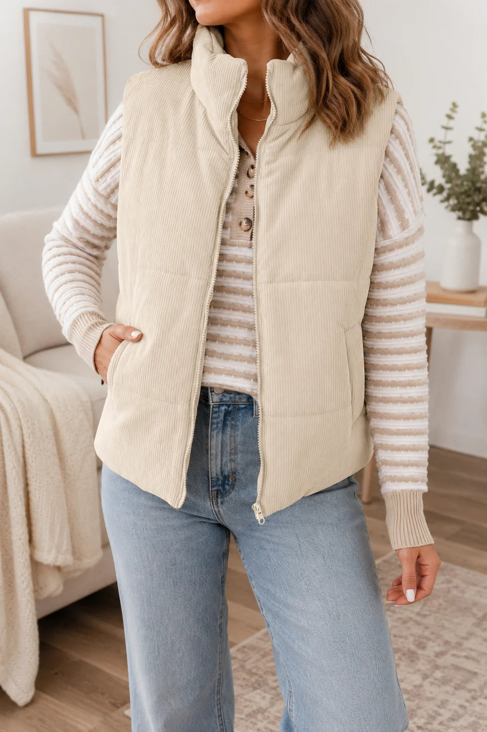 *PREORDER* Corduroy Zip Up Puffer Vest