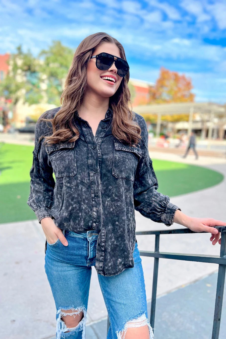 Plus+ Deana Oversized Button Up Top