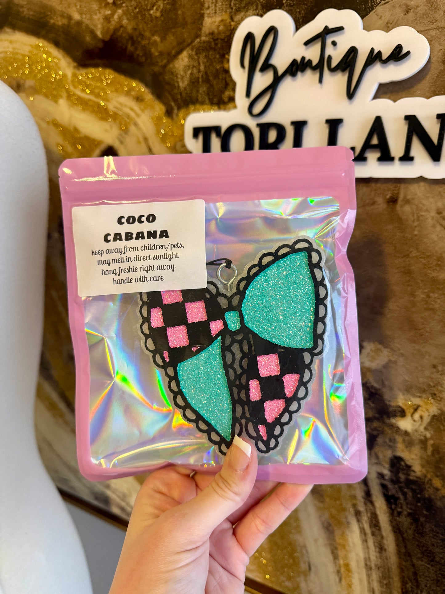 Bow Car Air Freshie (Coco Cabana Scent)