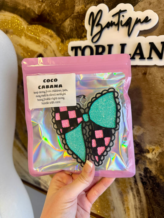 Bow Car Air Freshie (Coco Cabana Scent)