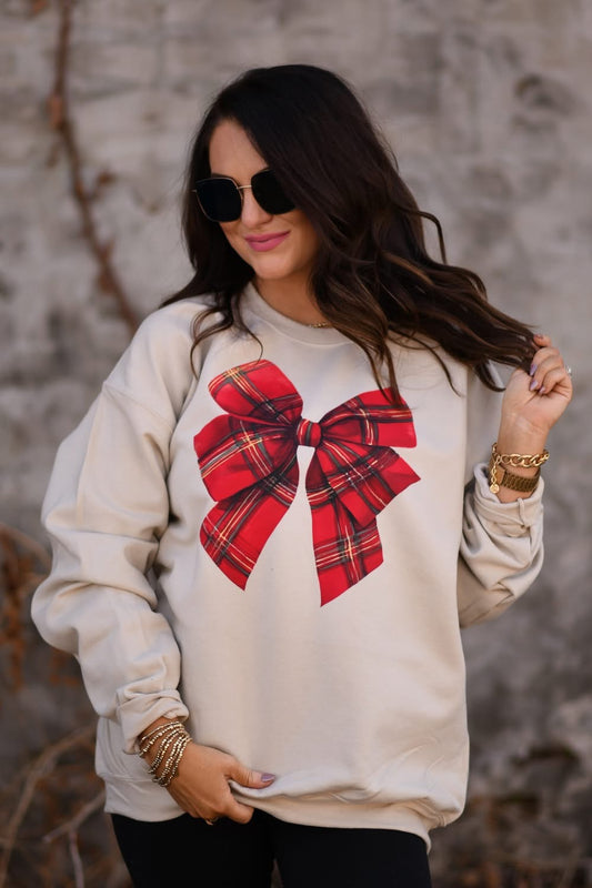 Christmas Bow Graphic Sweatshirt