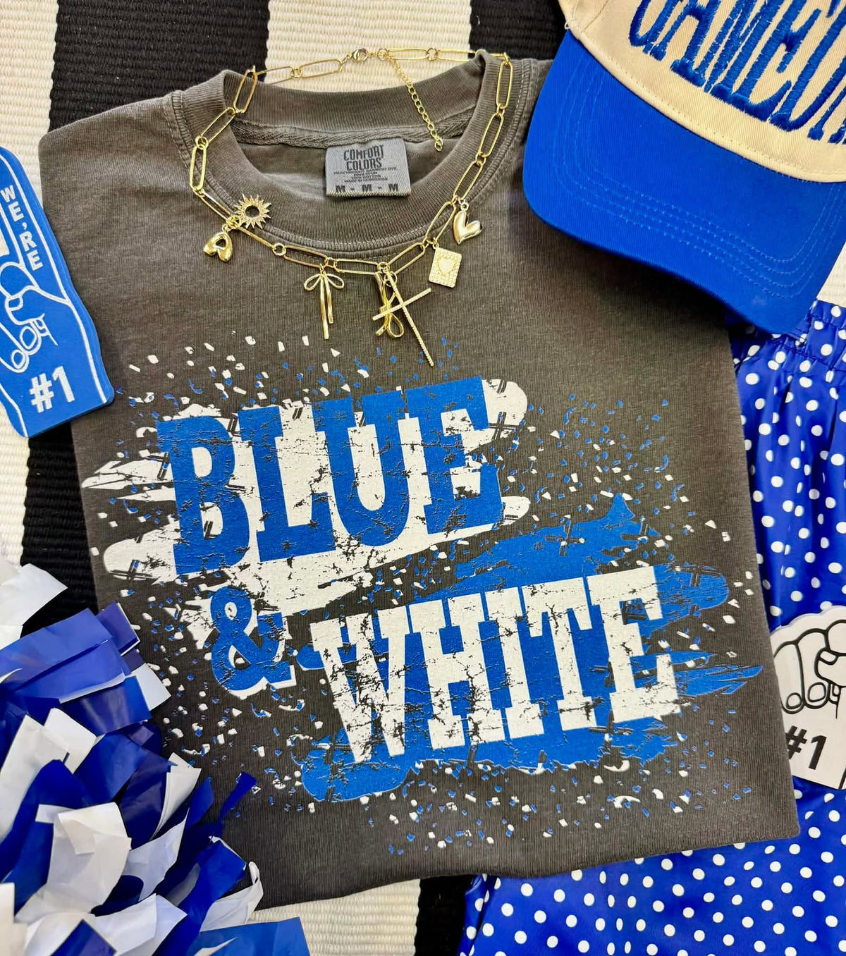 Blue & White Splatter Graphic Tee