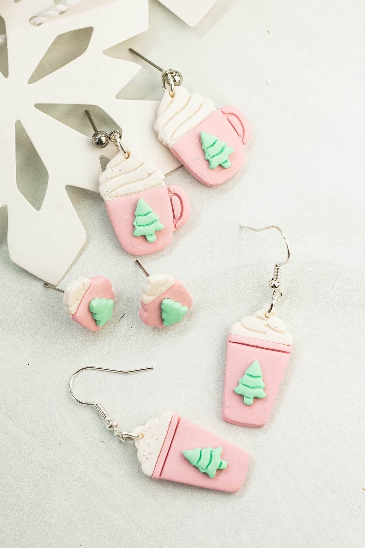 *PREORDER* Pink Mint Tree Coffee Earrings