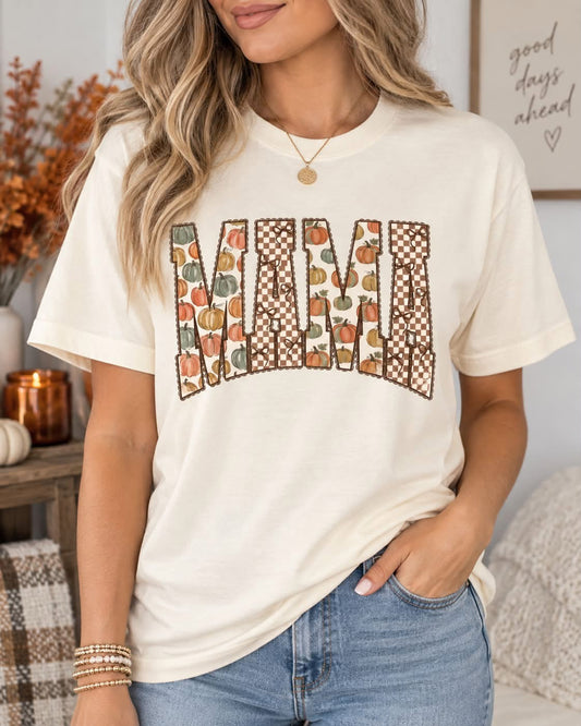 Mama Fall Multi-print Graphic Tee