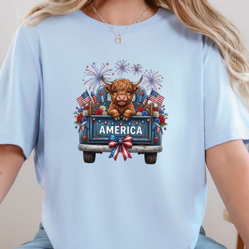 Highland Cow America Truck Graphic Tee