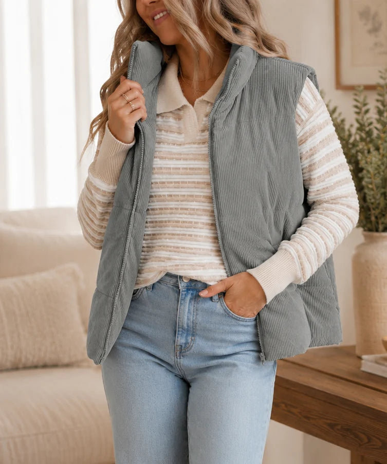 *PREORDER* Corduroy Zip Up Puffer Vest