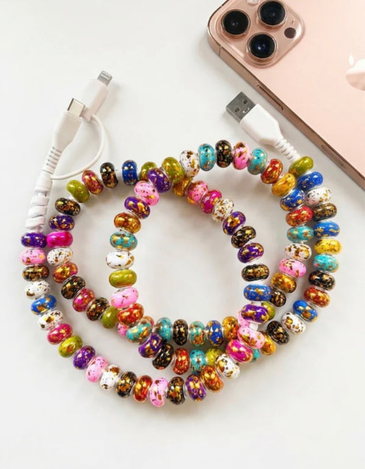 Colorful Confetti Beaded Cord Charger