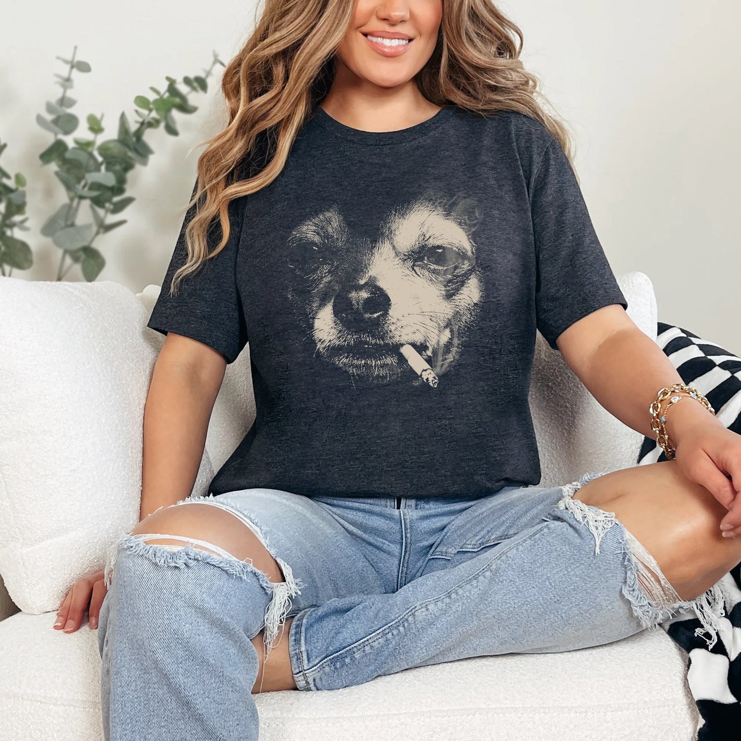 Smoking Dog Graphic Tee