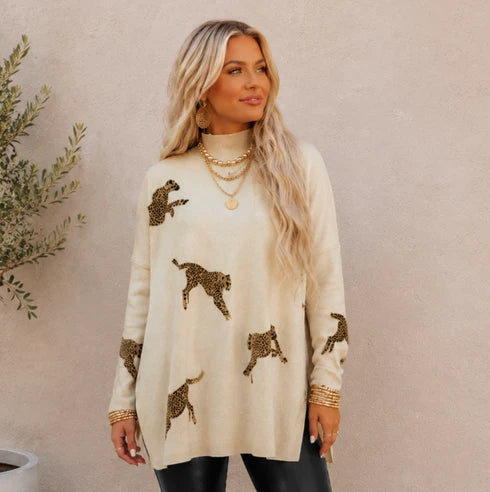 *PREORDER* Cheetah High Neck Sweater
