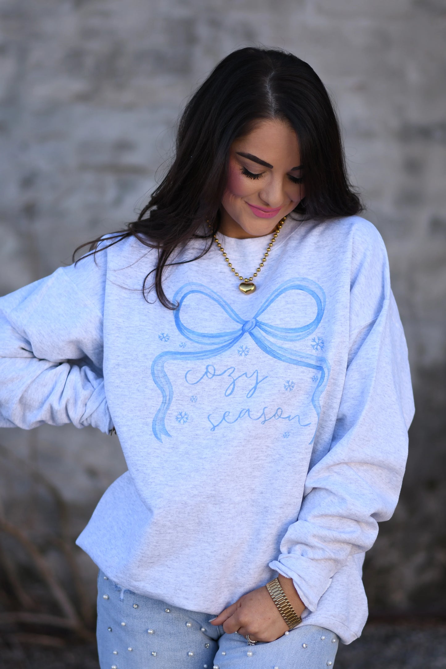 Cozy Season Bow Graphic Sweatshirt