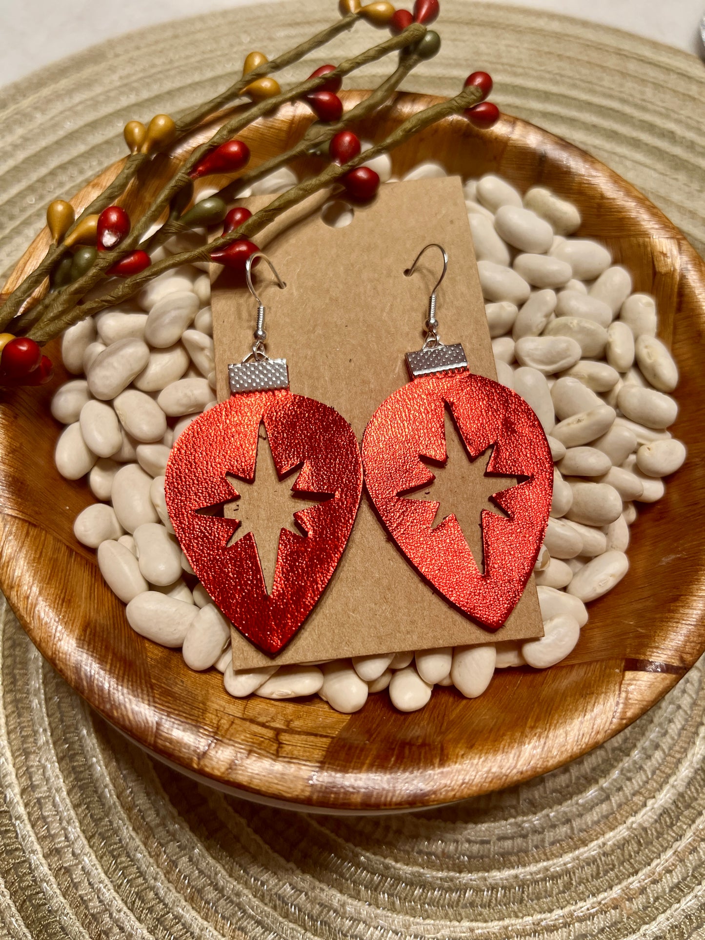 Red Christmas Ornament Earrings