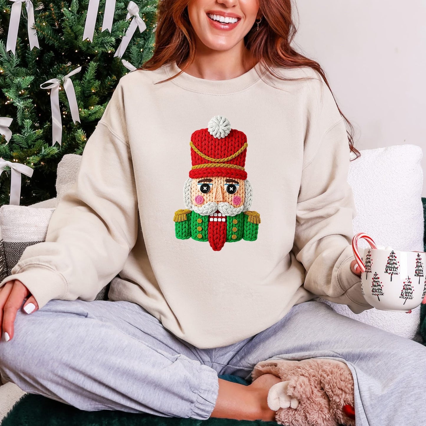 Faux (Fake) Yarn Nutcracker Graphic Sweatshirt