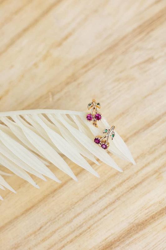 Dainty Cherry Hoop Earrings