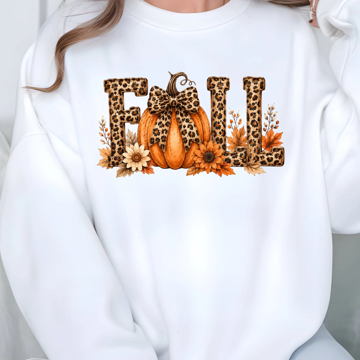 Fall Leopard Print Graphic Sweatshirt