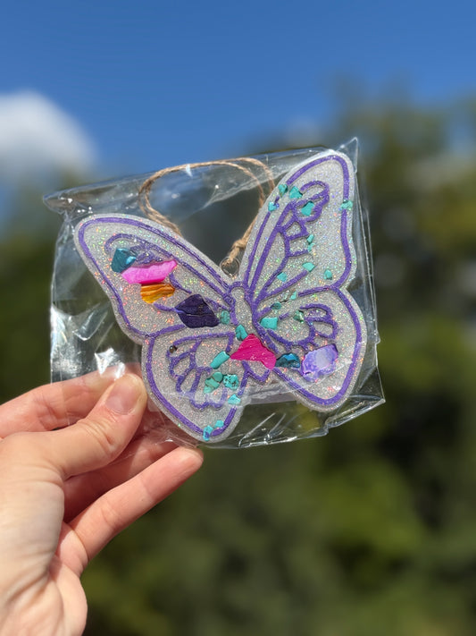 Purple Butterfly Car Air Freshie (Fall Flannel Scent)