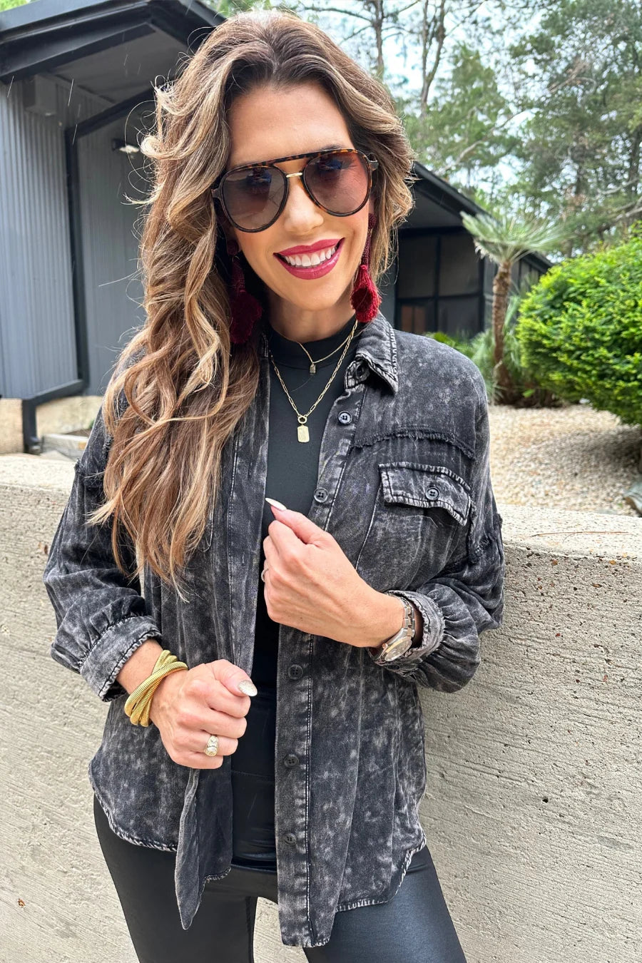Plus+ Deana Oversized Button Up Top