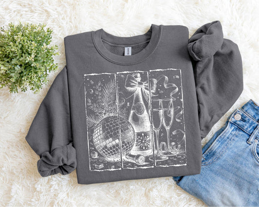 New Year Sketch Graphic Sweatshirt