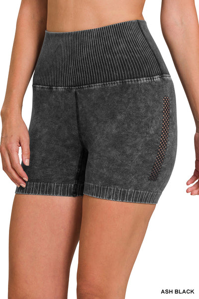 Stone Wash Biker Shorts