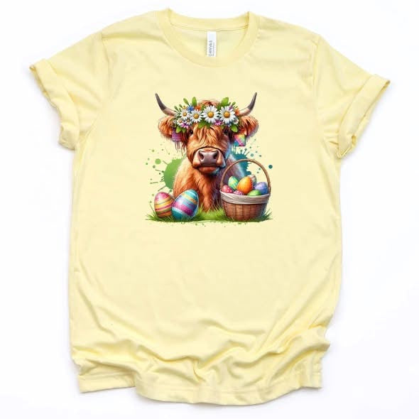 Highland Cow Easter Graphic Tee