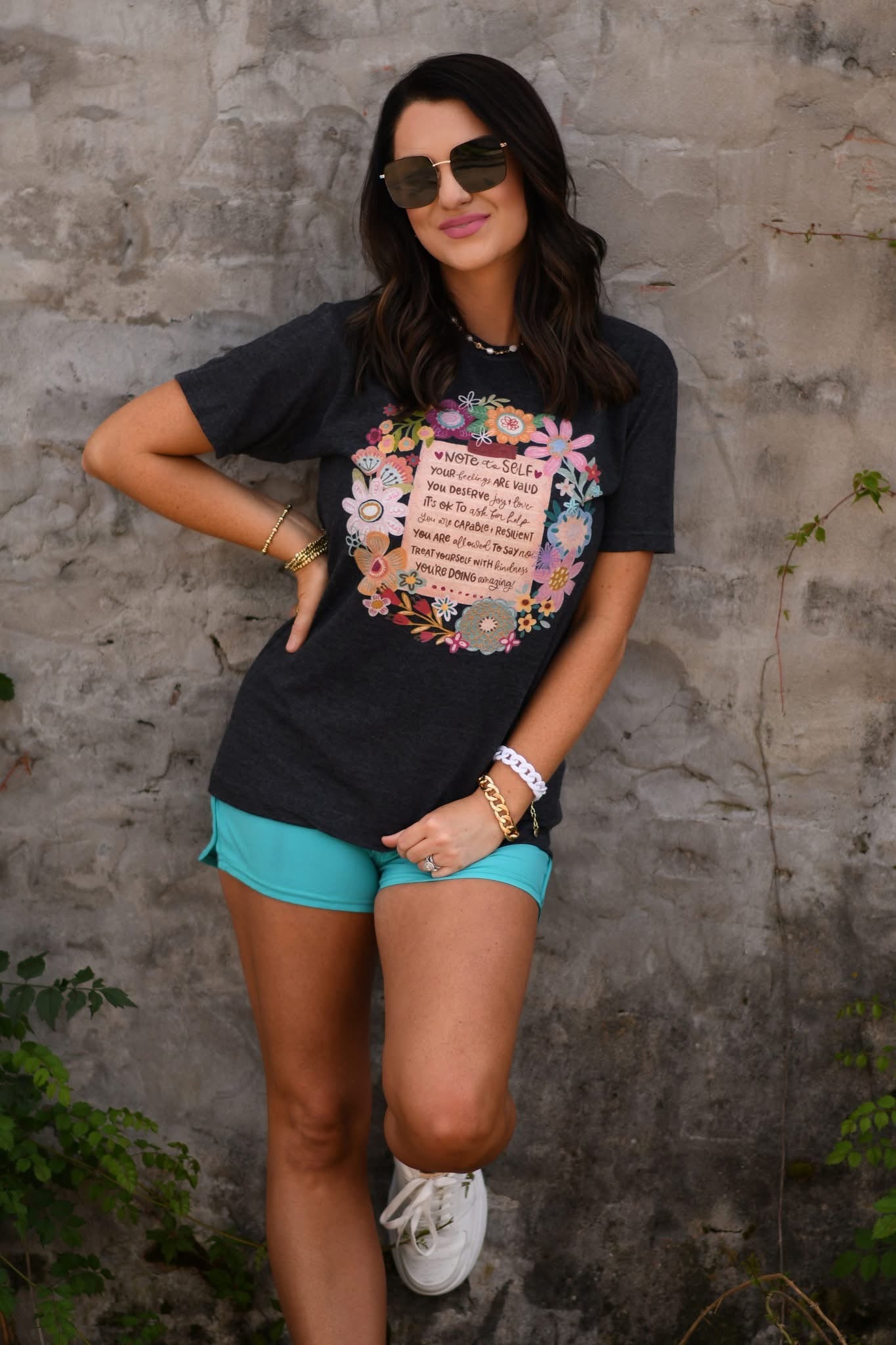 Note To Self Floral Graphic Tee