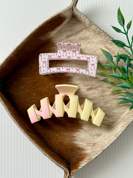 Pink Bows Claw Clip Set