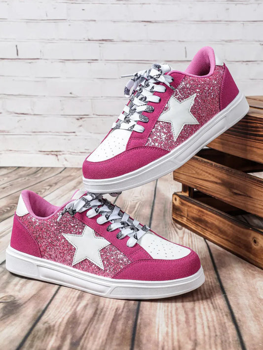 Pink Glitter Star Sneakers