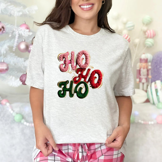 Faux (Fake) Yarn Ho Ho Ho Graphic Tee